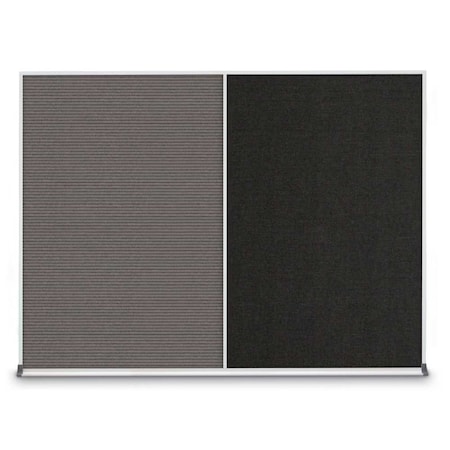 United Visual Products Triple Door Radius Plus Corkboard, 72" x UV8005PLUS-BLACK-SURF